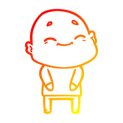 warm gradient line drawing happy cartoon bald man