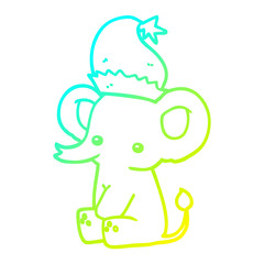 cold gradient line drawing cute christmas elephant