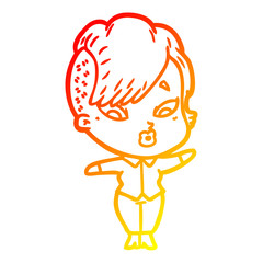 warm gradient line drawing cartoon surprised girl