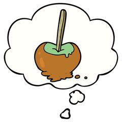 cartoon toffee apple and thought bubble