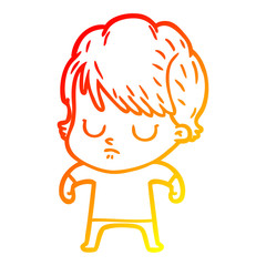 warm gradient line drawing cartoon woman