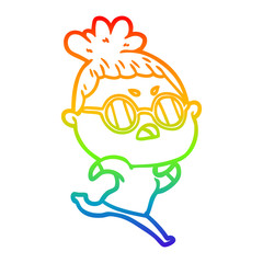 rainbow gradient line drawing cartoon annoyed woman