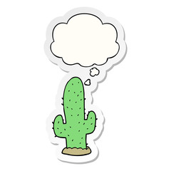 cartoon cactus and thought bubble as a printed sticker