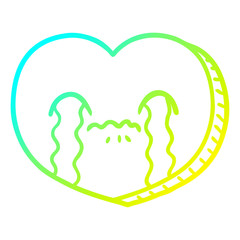 cold gradient line drawing cartoon crying love heart