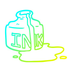 cold gradient line drawing cartoon spilled ink bottle