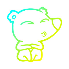cold gradient line drawing cartoon whistling bear