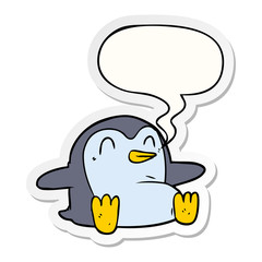 cartoon penguin and speech bubble sticker