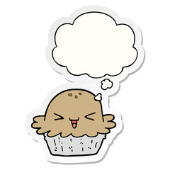 cute cartoon pie and thought bubble as a printed sticker