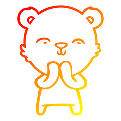 warm gradient line drawing happy cartoon polar bear