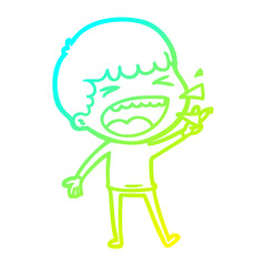 cold gradient line drawing cartoon laughing man
