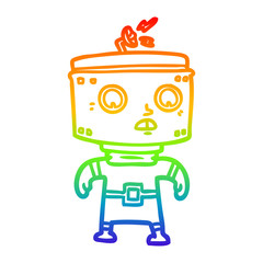 rainbow gradient line drawing cartoon robot