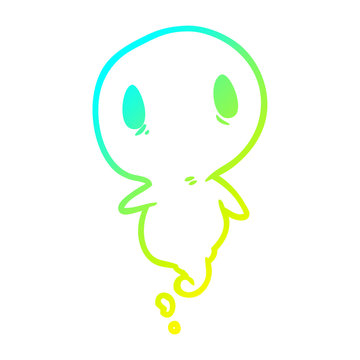 cold gradient line drawing cute ghost