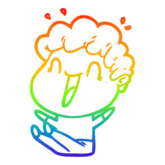 rainbow gradient line drawing cartoon happy man