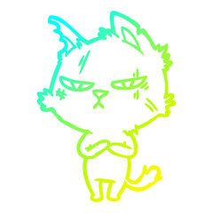 cold gradient line drawing tough cartoon cat