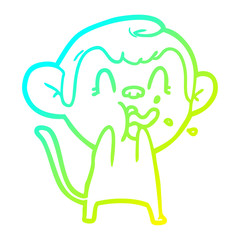 cold gradient line drawing crazy cartoon monkey