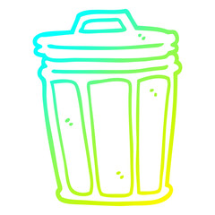 cold gradient line drawing cartoon trash can