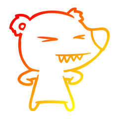warm gradient line drawing angry polar bear cartoon