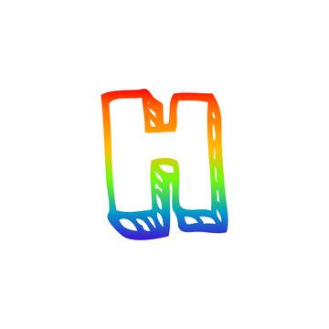 recommend clip art: rainbow gradient line drawing cartoon letter h
