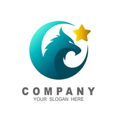 Falcon eagle logo vector, eagle and star icon with simple