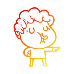 warm gradient line drawing cartoon man pulling face