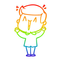 rainbow gradient line drawing cartoon excited man