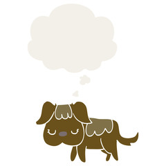 cartoon dog and thought bubble in retro style