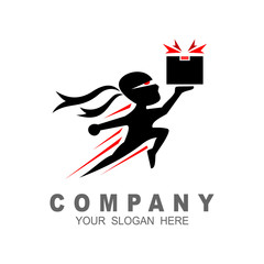 Box ninja logo icon design stock vector, ninja logo with fast + delivery icon © nur