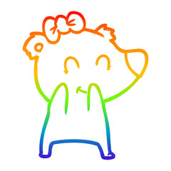 rainbow gradient line drawing female bear cartoon