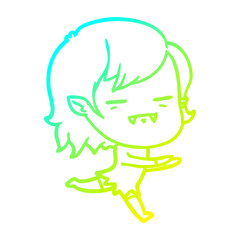 cold gradient line drawing cartoon undead vampire girl running