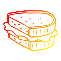 warm gradient line drawing cartoon loaded sandwich