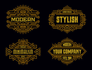 Vintage Badges Modern Minimalism Line Art Ornament Frame Decorative Graphic Design Element