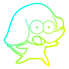cold gradient line drawing cute cartoon elephant