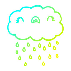 cold gradient line drawing cute cartoon cloud