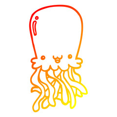 warm gradient line drawing cartoon octopus