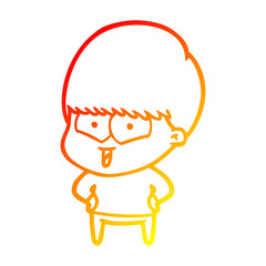 warm gradient line drawing cartoon happy boy