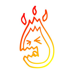 warm gradient line drawing cartoon screaming flame