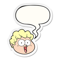 cartoon male face and speech bubble sticker