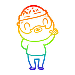 rainbow gradient line drawing cartoon bearded man