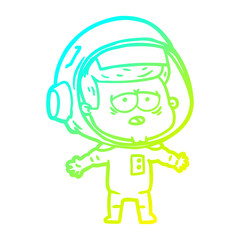 cold gradient line drawing cartoon tired astronaut