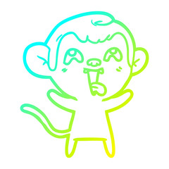 cold gradient line drawing crazy cartoon monkey
