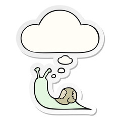 cartoon snail and thought bubble as a printed sticker
