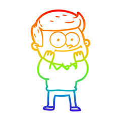 rainbow gradient line drawing cartoon happy man