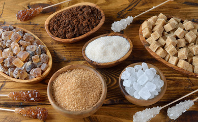 Brown and white sugar