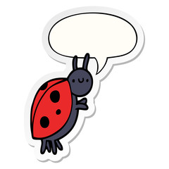 cartoon ladybug and speech bubble sticker