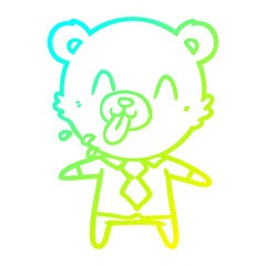 cold gradient line drawing rude cartoon bear boss