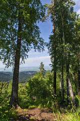 Fototapeta premium summer landscape with mountains and clouds