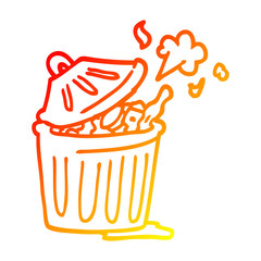 warm gradient line drawing cartoon waste bin