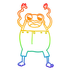 rainbow gradient line drawing cartoon frog