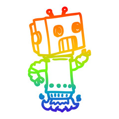 rainbow gradient line drawing cartoon robot