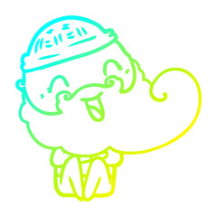 cold gradient line drawing happy bearded man